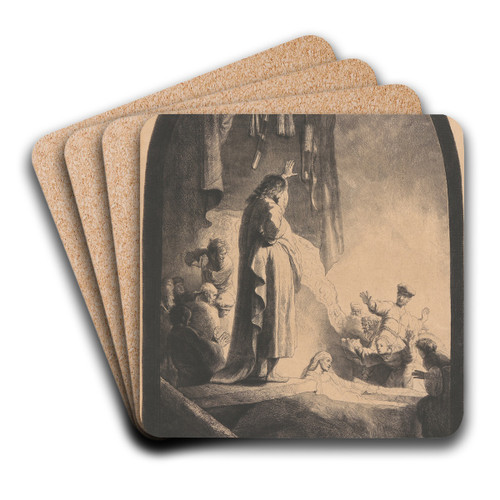 The Raising of Lazarus by Rembrandt van Rijn Art Drink Coaster set