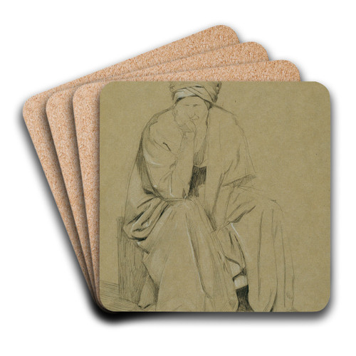 Sitzender Mann mit Turban by Josef Wawra Art Drink Coaster set
