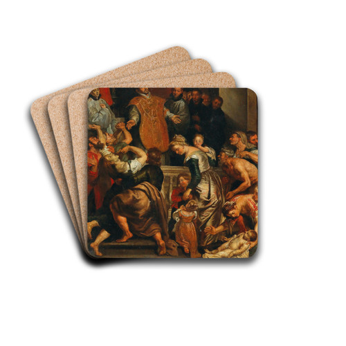 The Miracles of Saint Ignatius of Loyola by Follower of Peter Paul Rubens Drink Coasters - set of 4