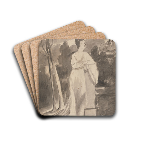 Woman at a Column by George Romney Drink Coasters - set of 4