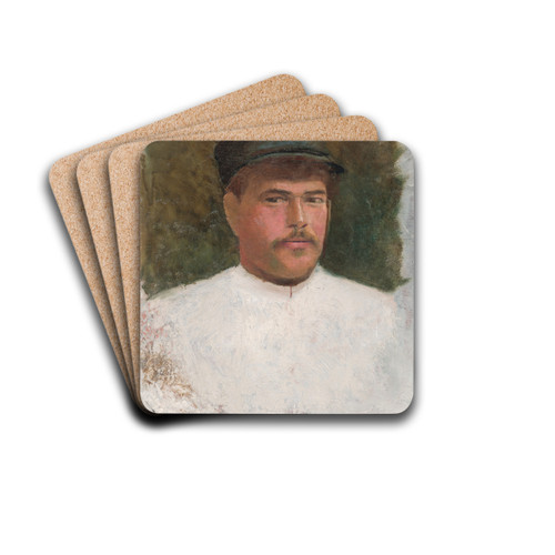 Study of a Man in a Fur Hat by Ladislav Mednynszky Drink Coasters - set of 4