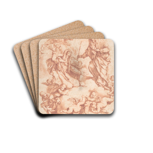 Saint Anne Received in Heaven by Christ and the Virgin by After Luca Giordano Drink Coasters - set of 4