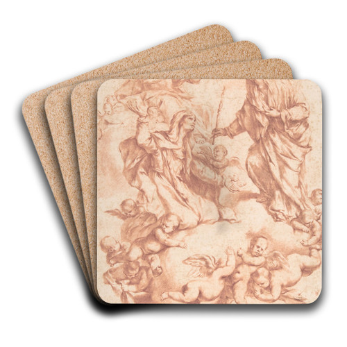Saint Anne Received in Heaven by Christ and the Virgin by After Luca Giordano Art Drink Coaster set