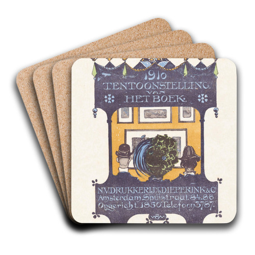 Advertentie van de Amsterdamse steen- en boekdrukkerij Dieperink & Co by Bernard Willem Wierink Art Drink Coaster set Advertentie van de Amsterdamse steen- en boekdrukkerij Dieperink & Co by Bernard Willem Wierink Art Drink Coaster set