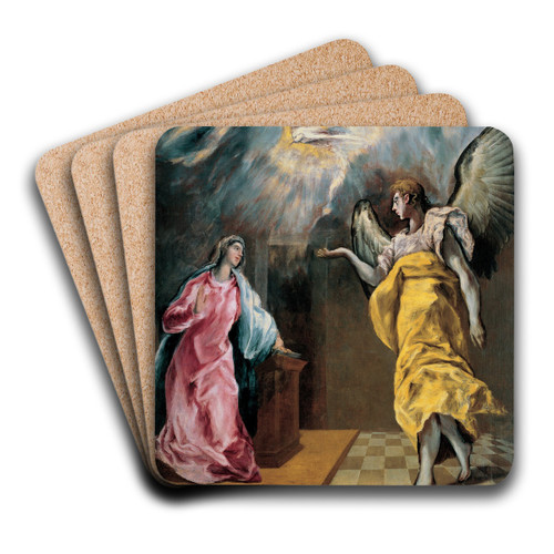 The Annunciation by El Greco (Domenikos Theotokopoulos) Art Drink Coaster set