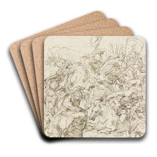 Equestrian combat by Raymond Lafage Art Drink Coaster set