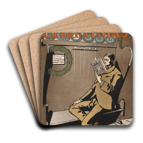 Harper's Christmas by Edward Penfield Art Drink Coaster set Harper's Christmas by Edward Penfield Art Drink Coaster set