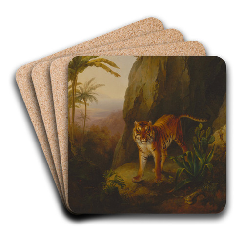 Tiger in a Cave by Jacques-Laurent Agasse Art Drink Coaster set Tiger in a Cave by Jacques-Laurent Agasse Art Drink Coaster set