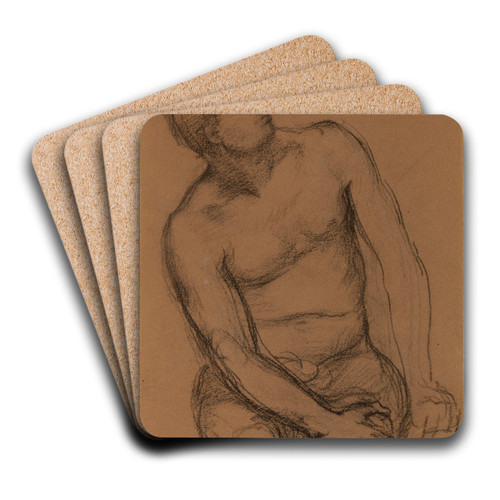 Homme assis nu, de face by Pierre Puvis de Chavannes Art Drink Coaster set Homme assis nu, de face by Pierre Puvis de Chavannes Art Drink Coaster set