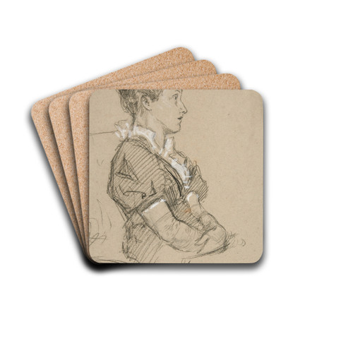 Study of seated women (Mrs.Abbey) by Edwin Austin Abbey Drink Coasters - set of 4