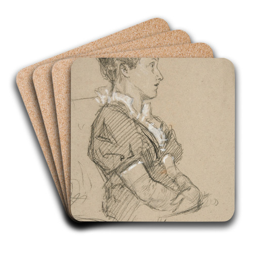 Study of seated women (Mrs.Abbey) by Edwin Austin Abbey Art Drink Coaster set