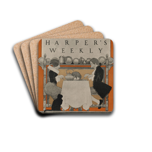 Harper's weekly, Christmas by Maxfield Parrish Drink Coasters - set of 4