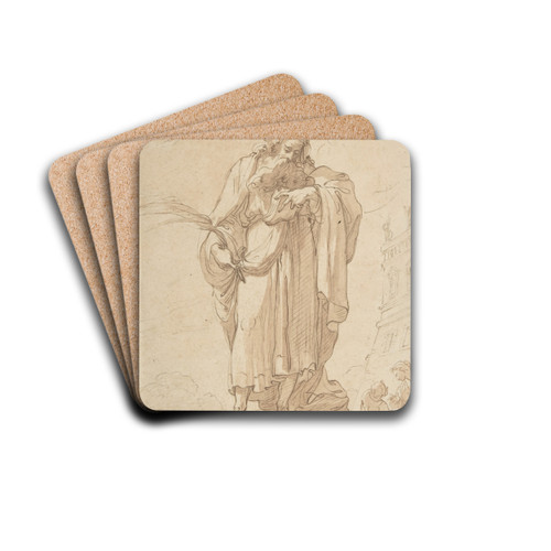 A Martyr Saint Reading by Gaetano Gandolfi Drink Coasters - set of 4