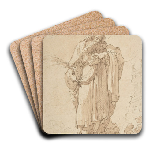 A Martyr Saint Reading by Gaetano Gandolfi Art Drink Coaster set