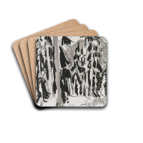 Spruces in the mountains by Ernst Ludwig Kirchner Drink Coasters - set of 4