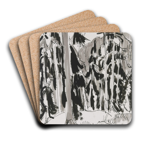 Spruces in the mountains by Ernst Ludwig Kirchner Art Drink Coaster set