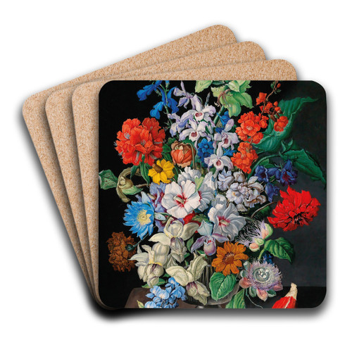 A large bouquet of flowers by Sebastian Wegmayr Art Drink Coaster set A large bouquet of flowers by Sebastian Wegmayr Art Drink Coaster set