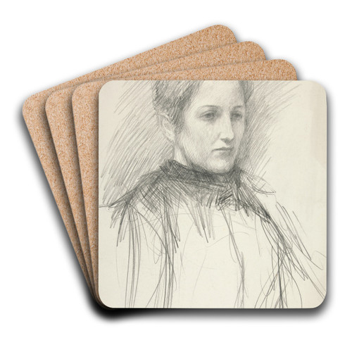 Portrait of a young Mrs. Abbey by Edwin Austin Abbey Art Drink Coaster set
