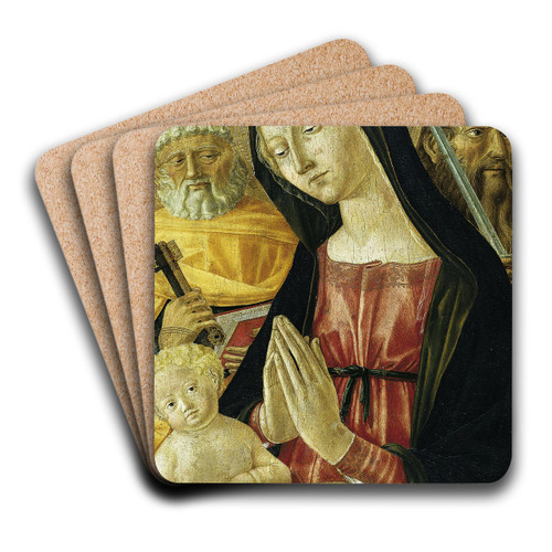 Virgin and Child with Saints Peter and Pau by Neroccio Di Bartolomeo Di Benedetto De' Landi Workshop Art Drink Coaster set