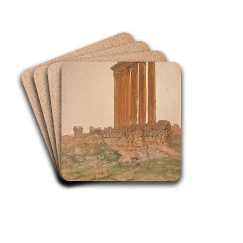 Ruins of the Temple of Zeus, Baalbek by Frederic Edwin Church Drink Coasters - set of 4