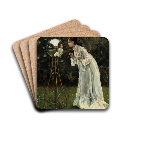 La Boule Argente by Alfred Stevens Drink Coasters - set of 4 La Boule Argente by Alfred Stevens Drink Coasters - set of 4