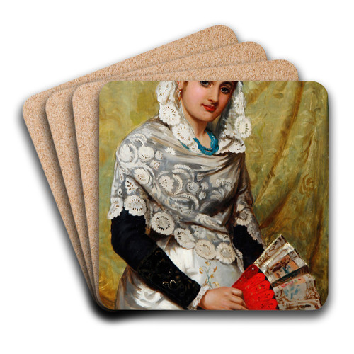 The Spanish Fan by John Haynes Williams Art Drink Coaster set