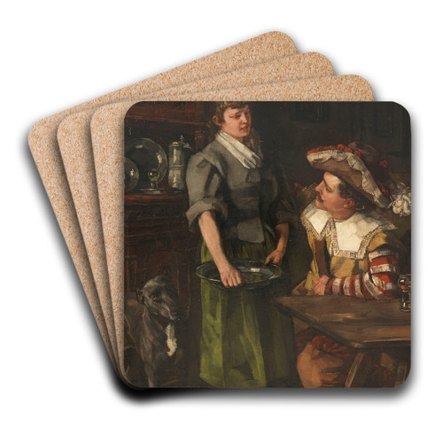 Zechender Landsknecht mit Serviermdchen by Wilhelm Trbner Art Drink Coaster set