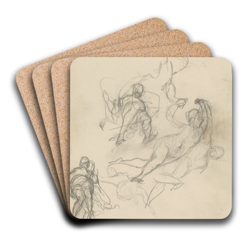 szkic postaci Andromedy oraz sylwetek z rydwanu zaprzonego w abdzie do plafonu 'Andromeda' w paacu J. Neczajewa-Malcewa w Petersburgu by Henryk Siemiradzki Art Drink Coaster set
