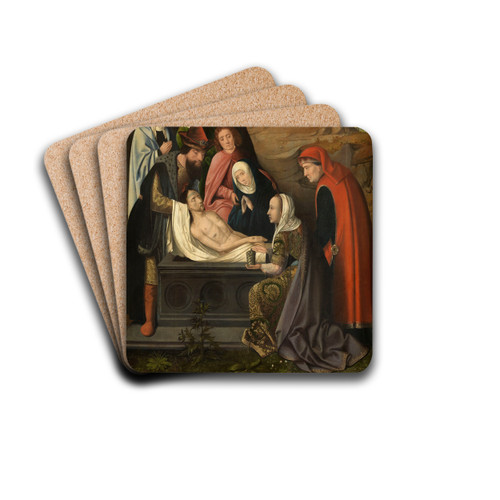 Entombment and the Lamentaion over the dead Christ by Master of Hoogstraeten Drink Coasters - set of 4