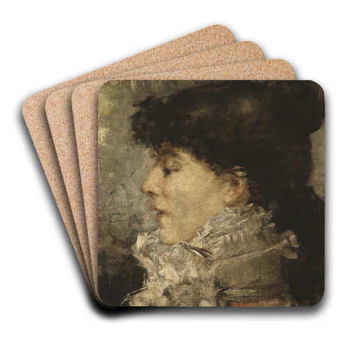 Portrait of Sarah Bernhardt by Jules Bastien-Lepage Art Drink Coaster set