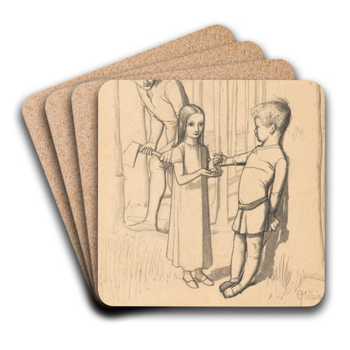 Study for The Woodman's Daughter by Sir John Everett Millais Art Drink Coaster set Study for The Woodman's Daughter by Sir John Everett Millais Art Drink Coaster set