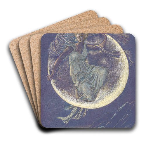 Luna by Sir Edward Coley Burne-Jones Art Drink Coaster set