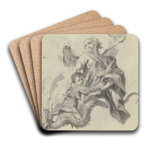 Kind mit Schutzengel und Drachen by Gottfried Bernhard Gz Art Drink Coaster set