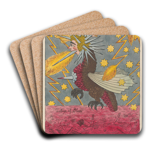 A Vision, Vide, the Monster of Slaughter, The Distress of Nations; Deluge of Blodd by William O'Keefe Art Drink Coaster set