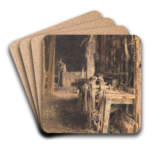Barn Interior by William Henry Hunt Art Drink Coaster set