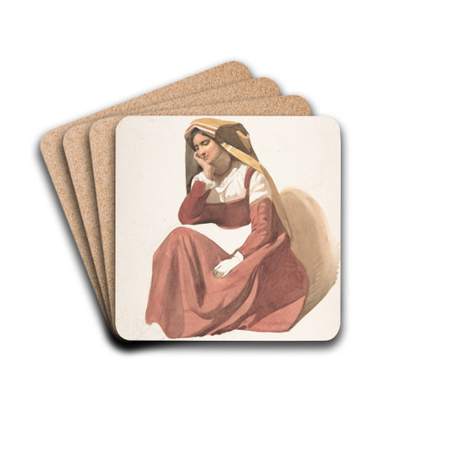 Seated Italian Peasant Woman by Pierre Louis Dubourcq Drink Coasters - set of 4 Seated Italian Peasant Woman by Pierre Louis Dubourcq Drink Coasters - set of 4