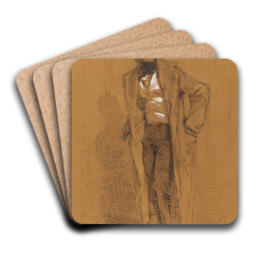 Standing Man by Paul Gavarni Art Drink Coaster set Standing Man by Paul Gavarni Art Drink Coaster set