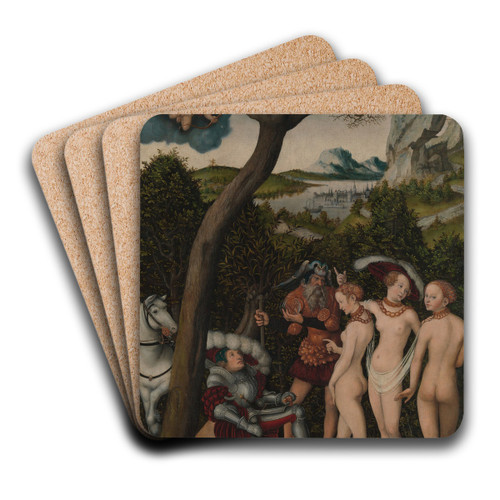 The Judgment of Paris by Lucas Cranach the Elder Art Drink Coaster set