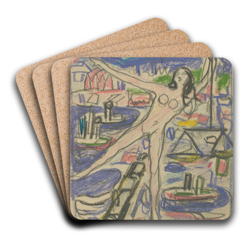 Untitled 11 by Edvard Munch Art Drink Coaster set