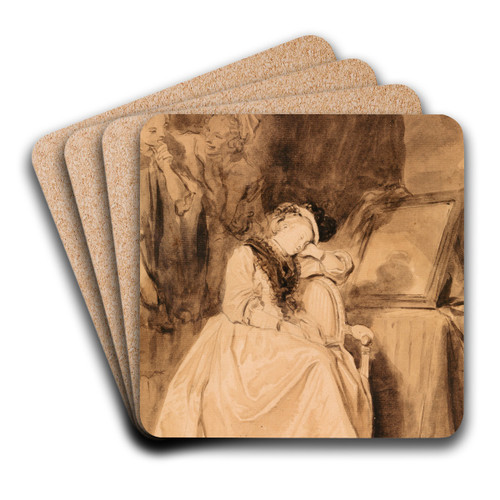 The Dreamer by Jean-Honor Fragonard Art Drink Coaster set