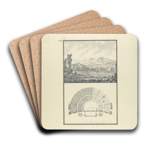 View and Plan of the Theater of Hierapolis (now Pamukkale) by Giovanni Battista Borra Art Drink Coaster set