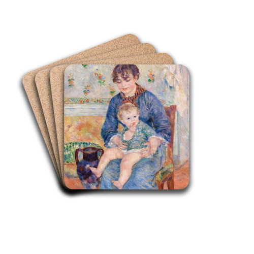 Young Mother (Jeune mre) by Pierre-Auguste Renoir Drink Coasters - set of 4