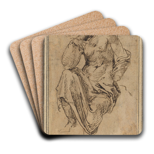 Seated Female Figure after the Antique by Baldassare Peruzzi Art Drink Coaster set Seated Female Figure after the Antique by Baldassare Peruzzi Art Drink Coaster set