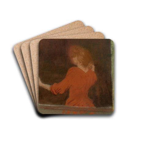 Femme en rouge by douard Vuillard Drink Coasters - set of 4