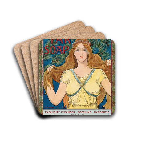 Packer's tar soap by Louis Rhead Drink Coasters - set of 4
