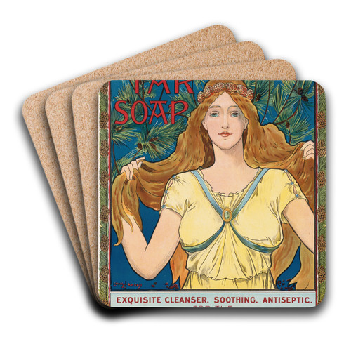 Packer's tar soap by Louis Rhead Art Drink Coaster set