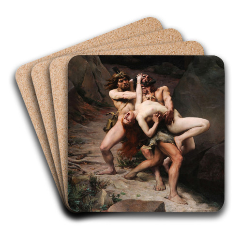 Stone age abduction by Paul Jamin Art Drink Coaster set