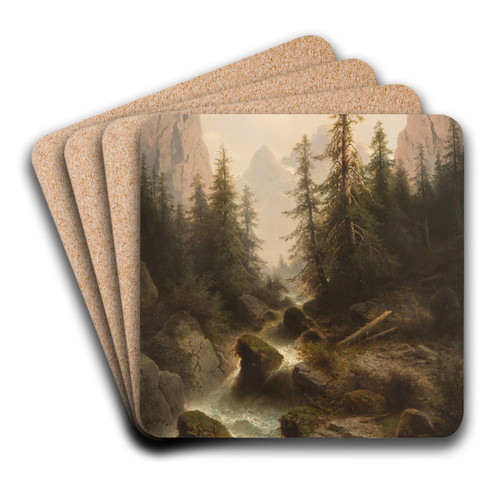 Mountain stream by Albert Rieger Art Drink Coaster set