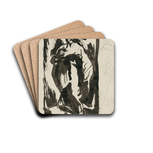 Sketch of a Standing Man by Jn Novk Drink Coasters - set of 4 Sketch of a Standing Man by Jn Novk Drink Coasters - set of 4