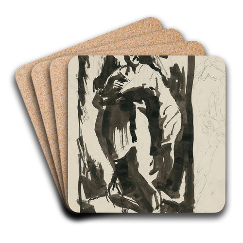 Sketch of a Standing Man by Jn Novk Art Drink Coaster set Sketch of a Standing Man by Jn Novk Art Drink Coaster set